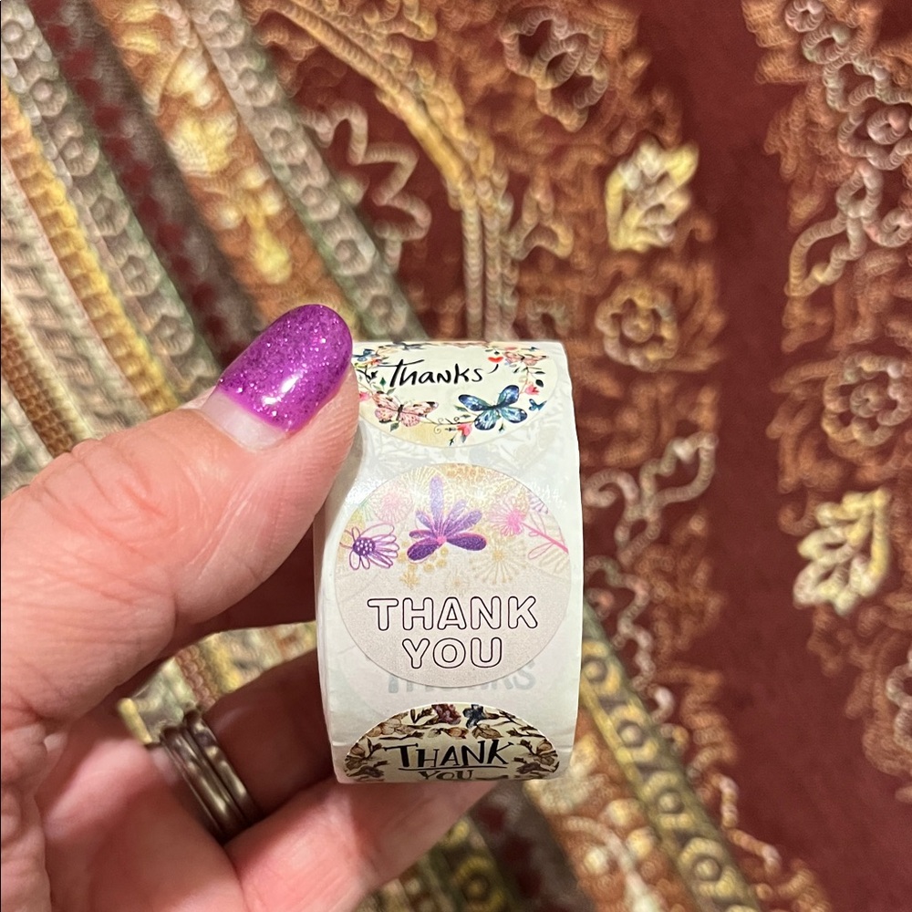 Amazon Floral Thank You Stickers Roll 500 one inch size